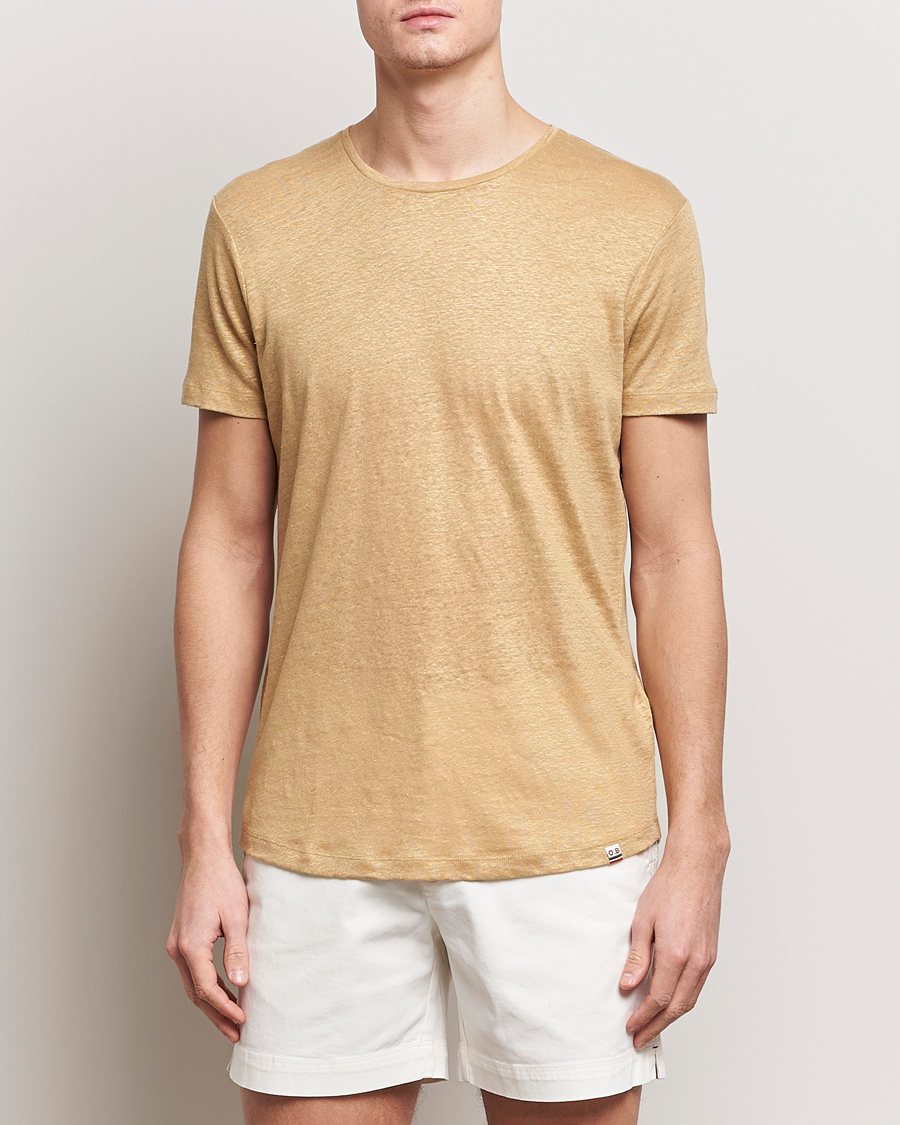 Herre | Orlebar Brown | Orlebar Brown | OB Linen Crew Neck Tee Biscuit