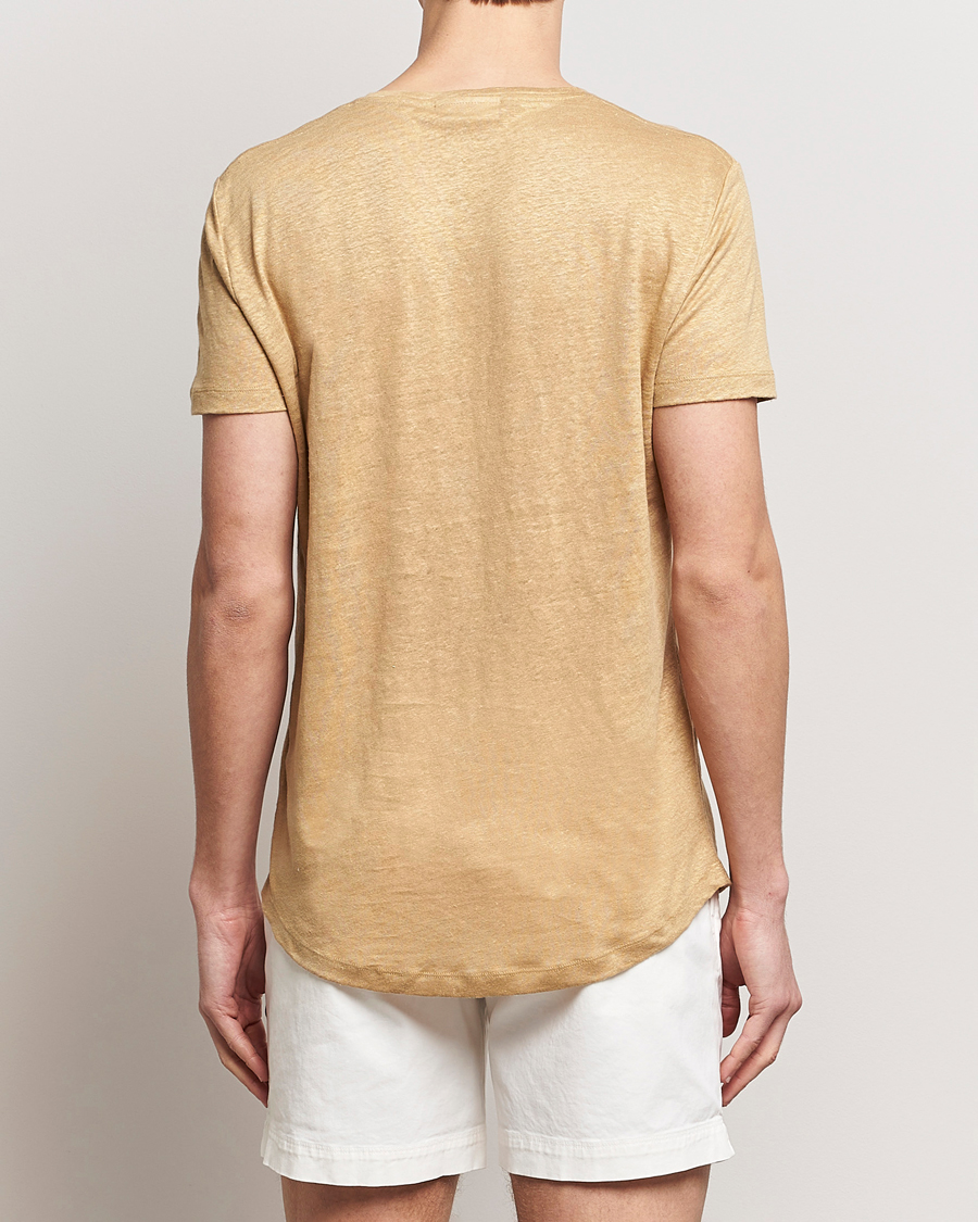 Herre | T-Shirts | Orlebar Brown | OB Linen Crew Neck Tee Biscuit