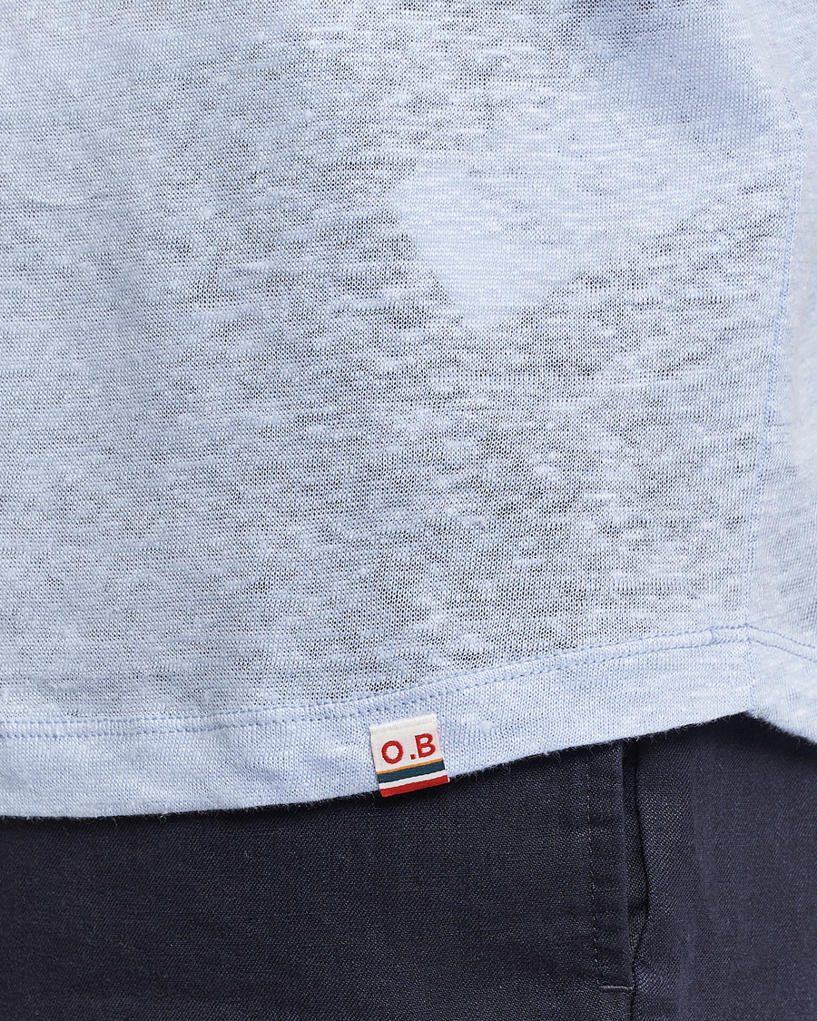 Herre | T-Shirts | Orlebar Brown | OB Linen Crew Neck Tee Soft Blue