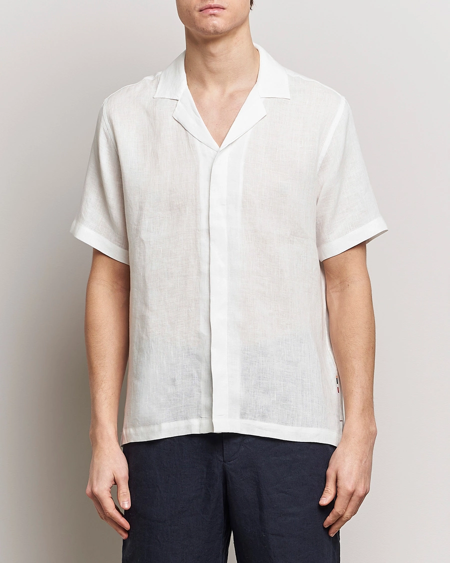 Herre | Skjorter | Orlebar Brown | Maitan Short Sleeve Linen Shirt White