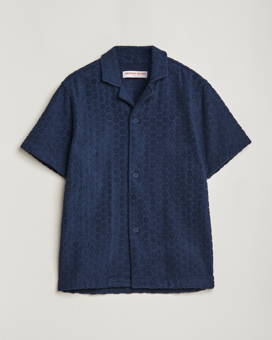 Herre | Skjorter | Orlebar Brown | Howell Atom Towelling Short Sleeve Shirt Night Iris