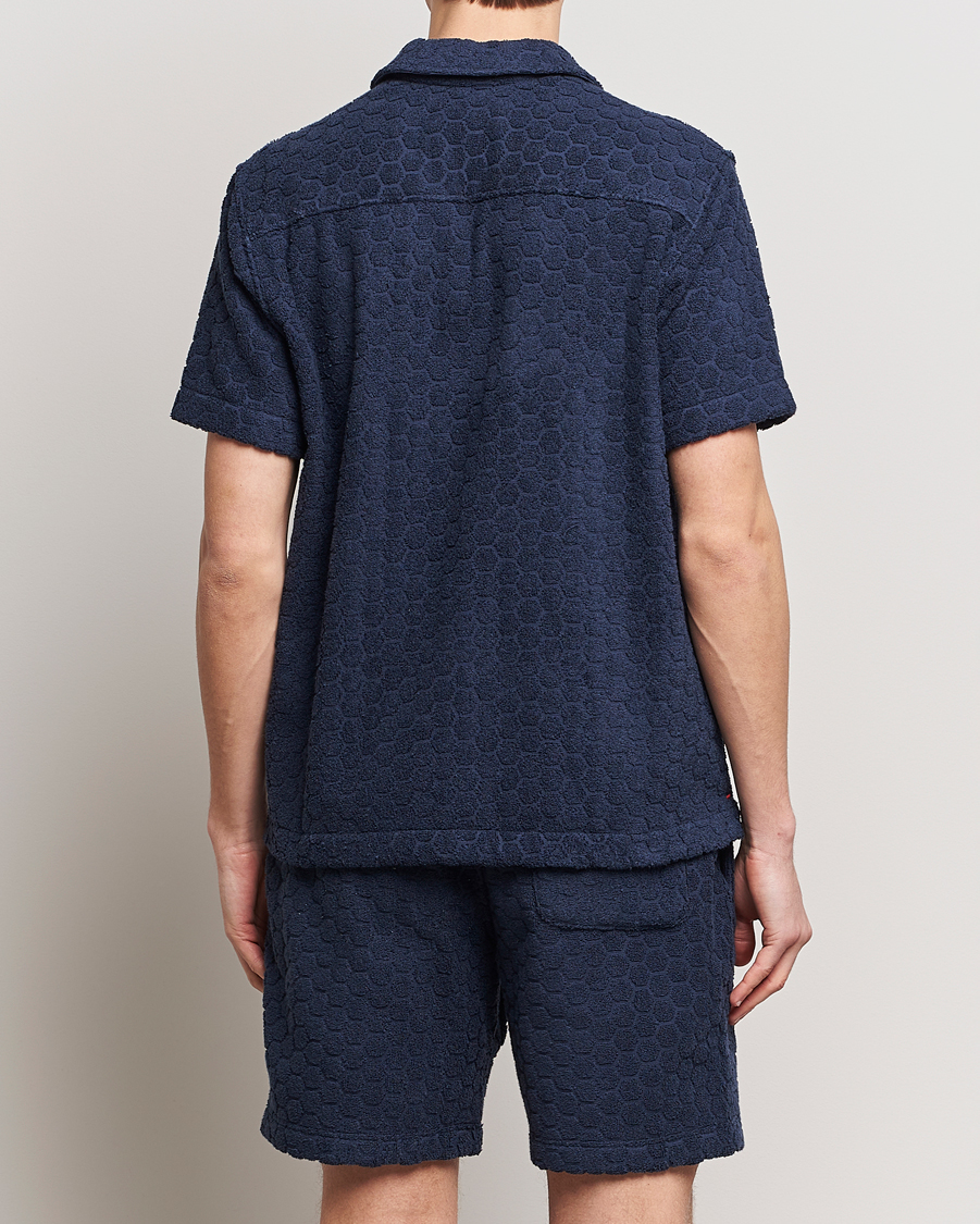 Herre | Skjorter | Orlebar Brown | Howell Atom Towelling Short Sleeve Shirt Night Iris