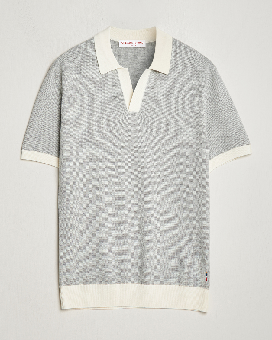 Herre | Polotrøjer | Orlebar Brown | Horton Contrast Knitted Polo White/Grey