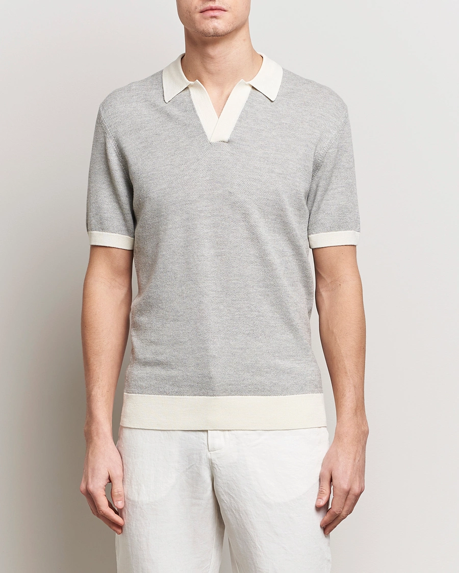 Herre |  | Orlebar Brown | Horton Contrast Knitted Polo White/Grey