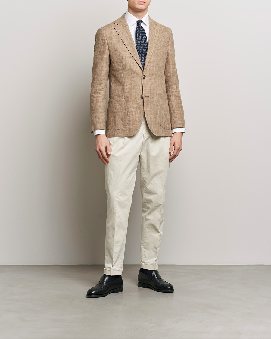 Herre | Blazere & jakker | Morris Heritage | Mike Cotton/Linen Structure Blazer Light Brown