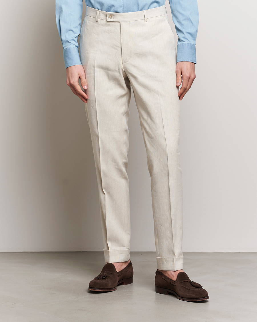 Herre | Preppy Authentic | Morris Heritage | Jack Summer Linen Trousers Beige