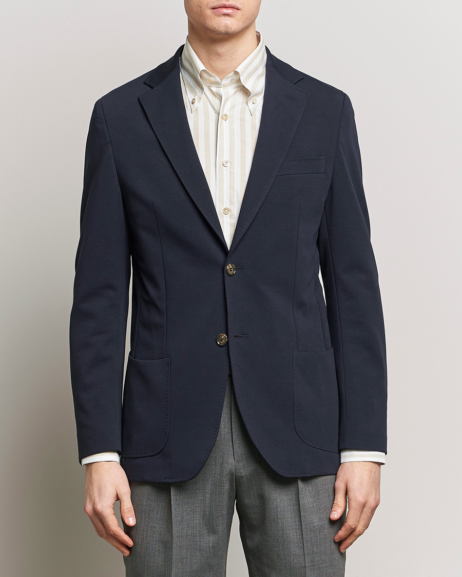 Herre | Preppy Authentic | Morris Heritage | Mike Soft Cotton Jersey Blazer Navy