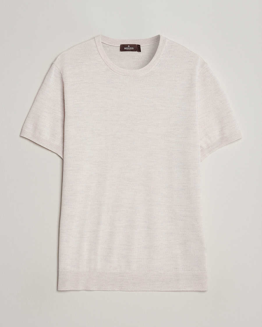 Herre |  | Morris Heritage | Kingsley Knitted Merino T-Shirt Off White