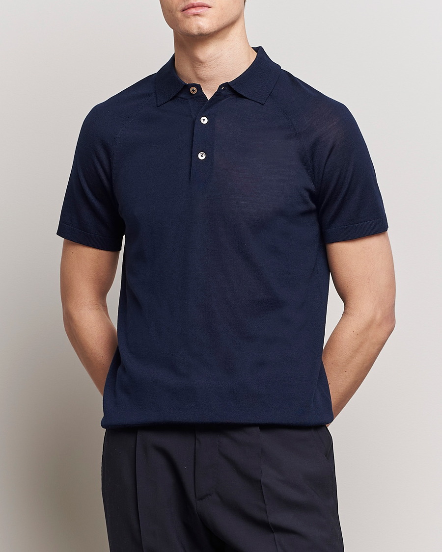 Herre | Afdelinger | Morris Heritage | Fleming Short Sleeve Merino Polo Navy