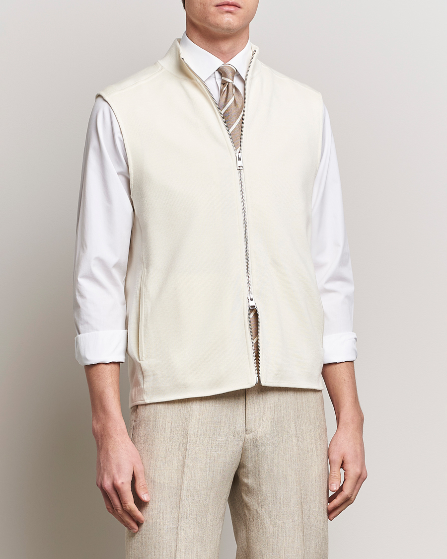 Herre | Tøj | Morris Heritage | Kayden Merino Full Zip Vest White