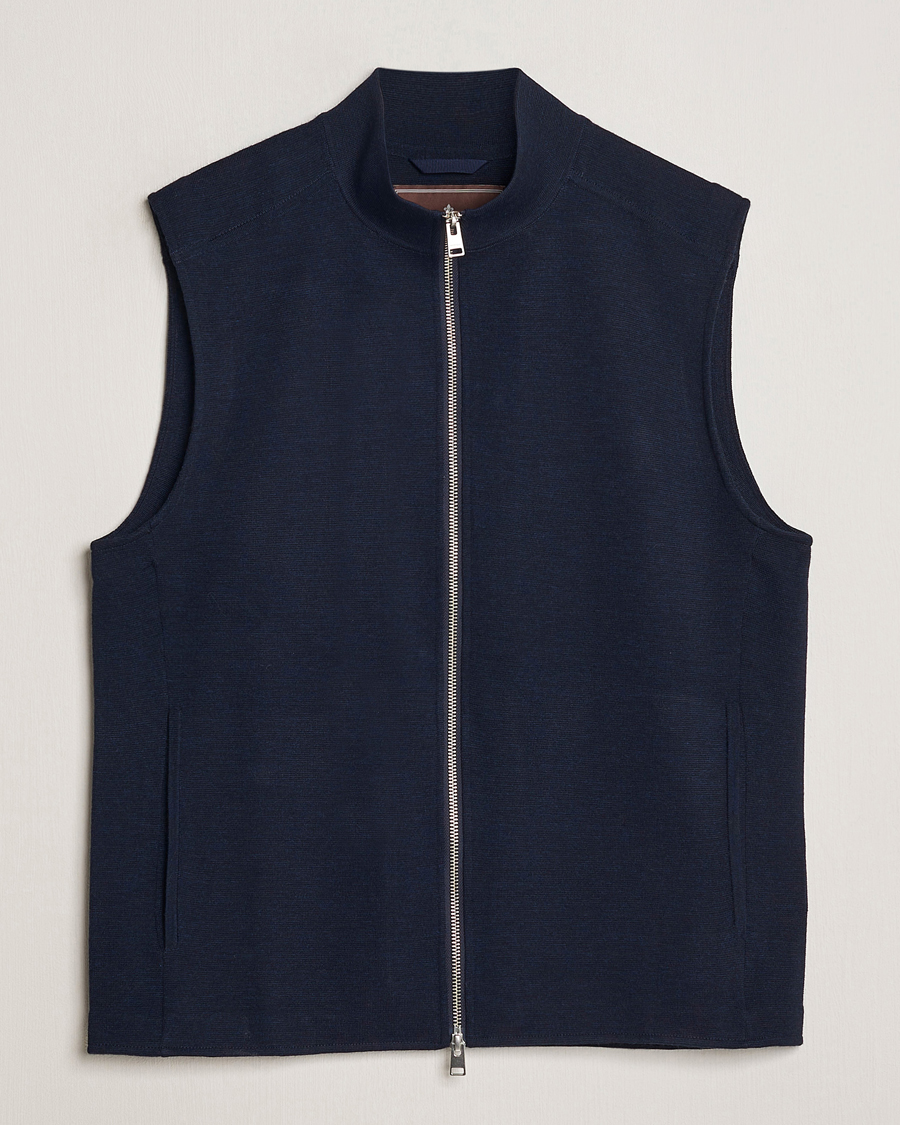 Herre | Trøjer | Morris Heritage | Kayden Merino Full Zip Vest Navy