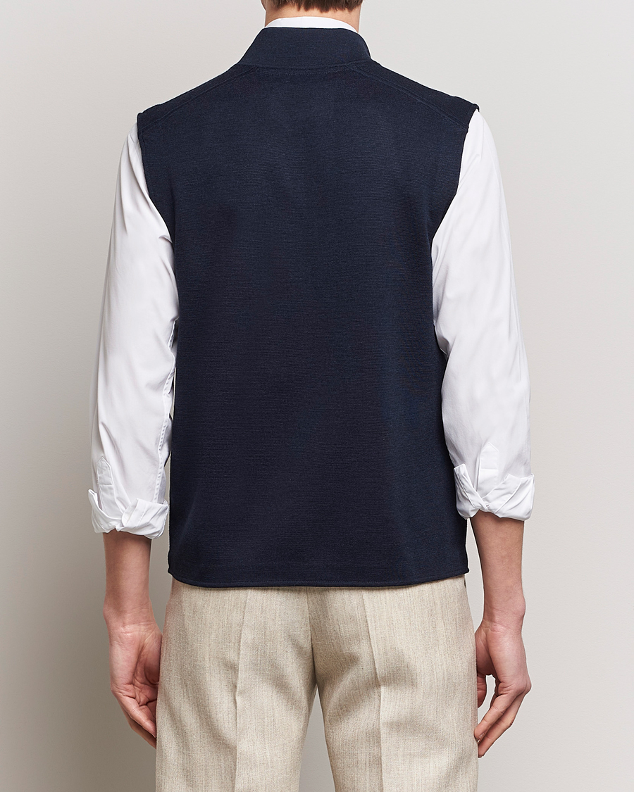 Herre | Trøjer | Morris Heritage | Kayden Merino Full Zip Vest Navy