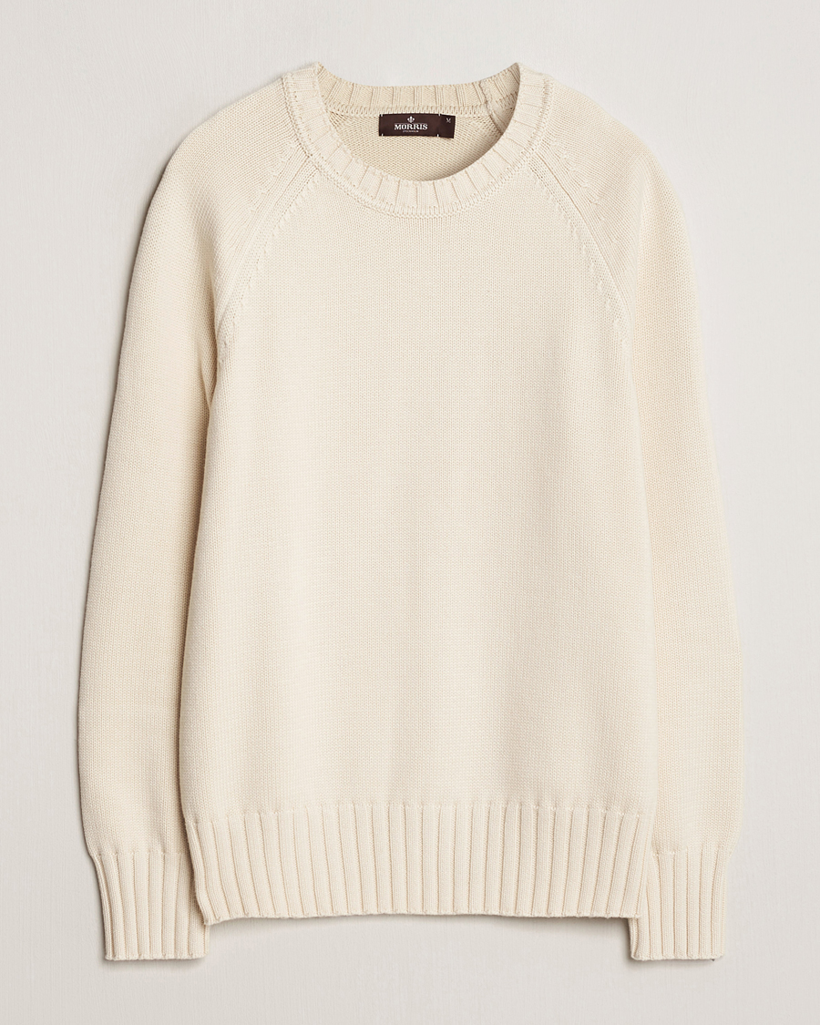 Herre | Trøjer | Morris Heritage | Bennet Knitted Cotton/Cashmere Crew Neck Off White