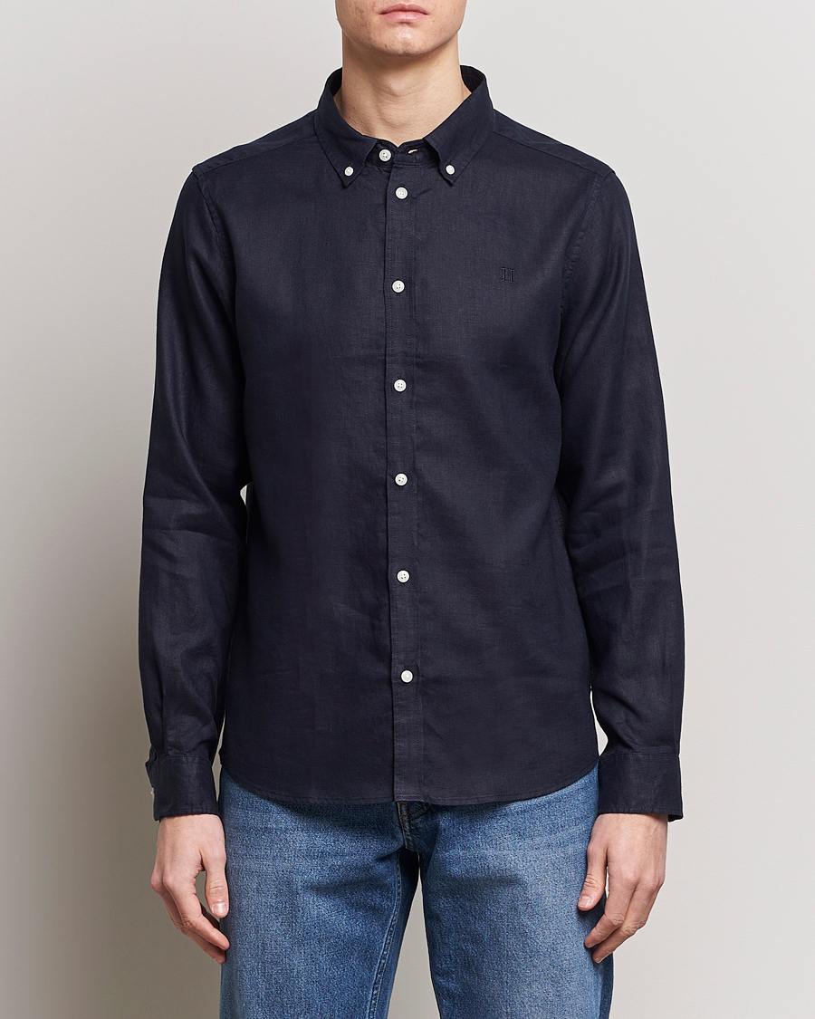 Men | LES DEUX | LES DEUX | Kristian Linen Button Down Shirt Dark Navy