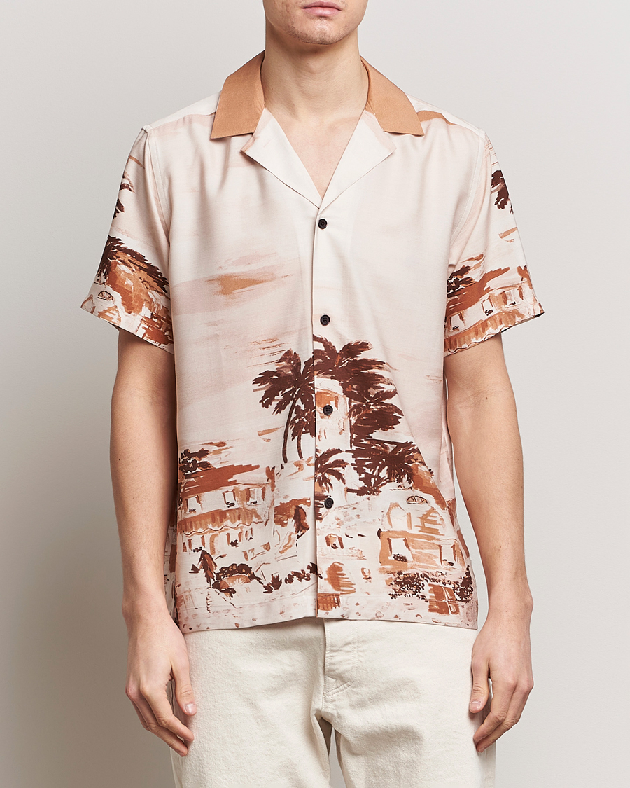 Men | Short Sleeve Shirts | LES DEUX | Coastal Printed Short Sleeve Shirt Terracotta
