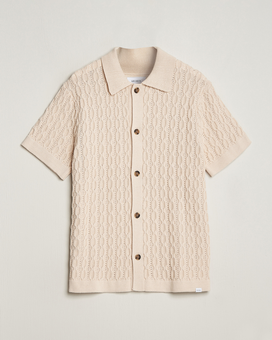Herre |  | LES DEUX | Garret Knitted Short Sleeve Shirt Ivory