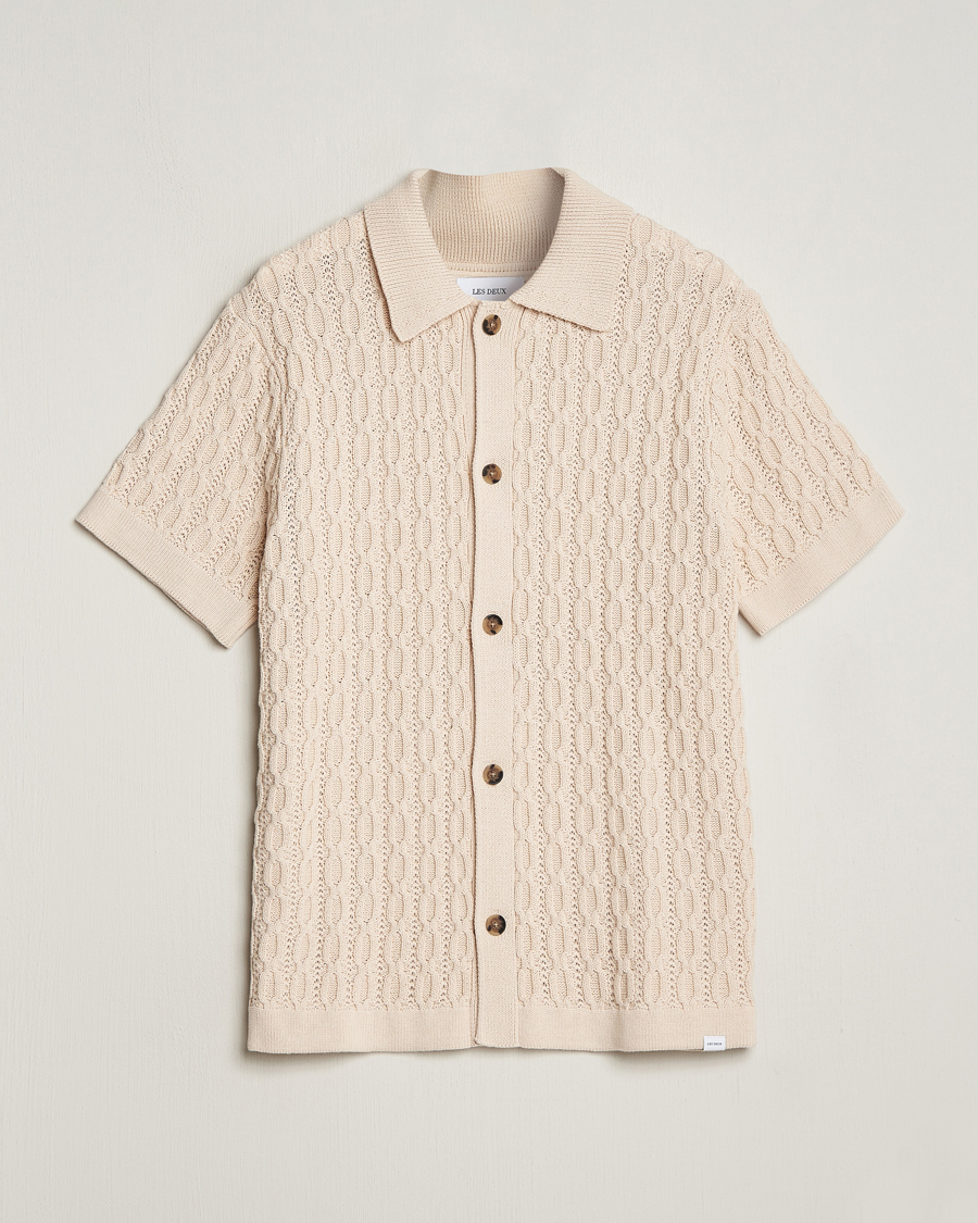 Herr |  | LES DEUX | Garret Knitted Short Sleeve Shirt Ivory