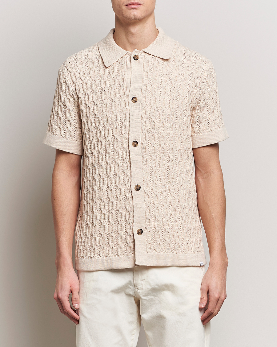 Herr | Kläder | LES DEUX | Garret Knitted Short Sleeve Shirt Ivory