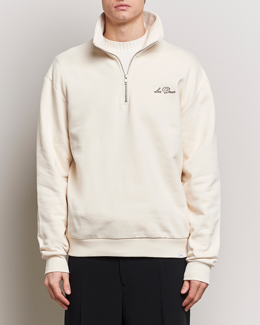 Herre |  | LES DEUX | Crew Half Zip Sweatshirt Light Ivory