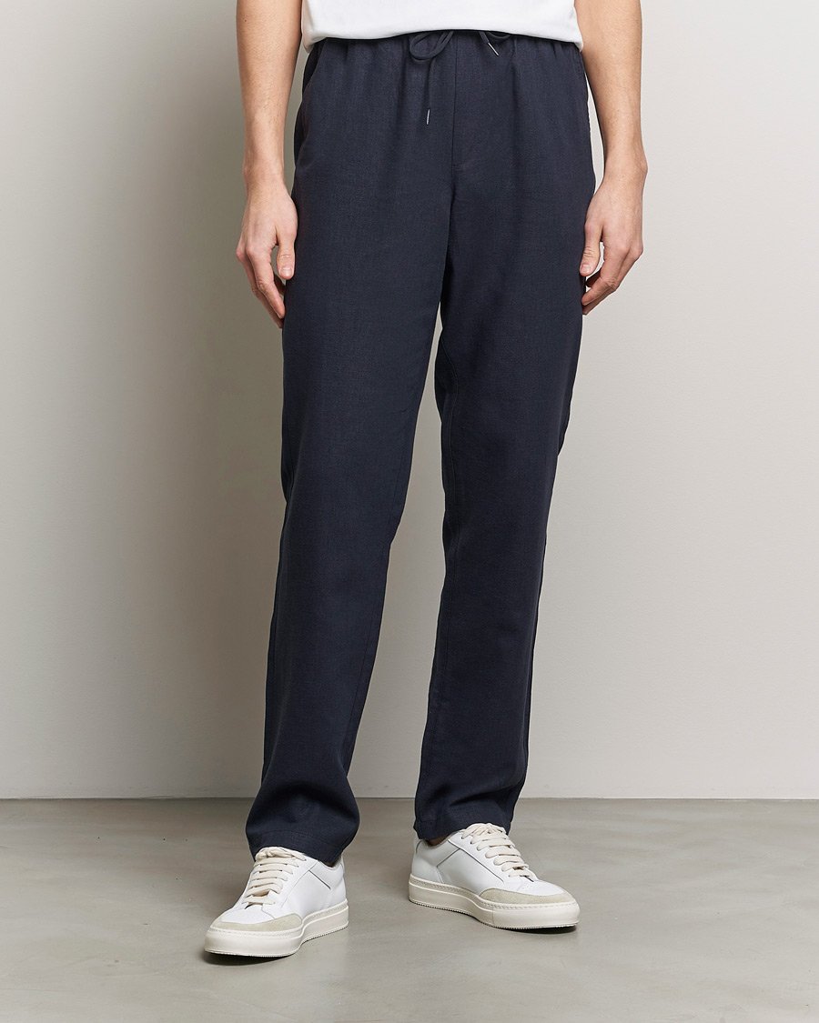 Herre | Hørbukser | LES DEUX | Patrick Linen Pants Dark Navy