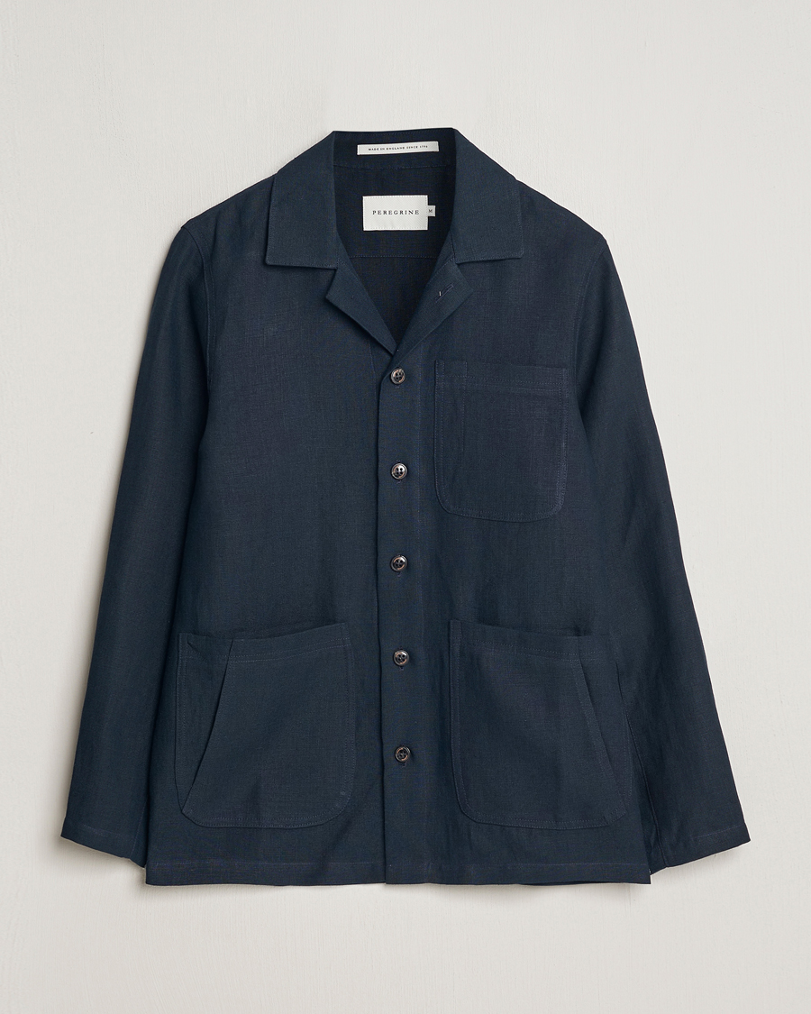 Herre | Skjorter | Peregrine | Grange Linen Shacket Navy
