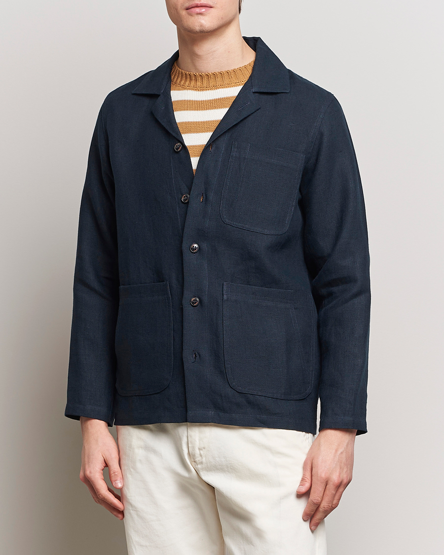 Herre | Shirt Jackets | Peregrine | Grange Linen Shacket Navy
