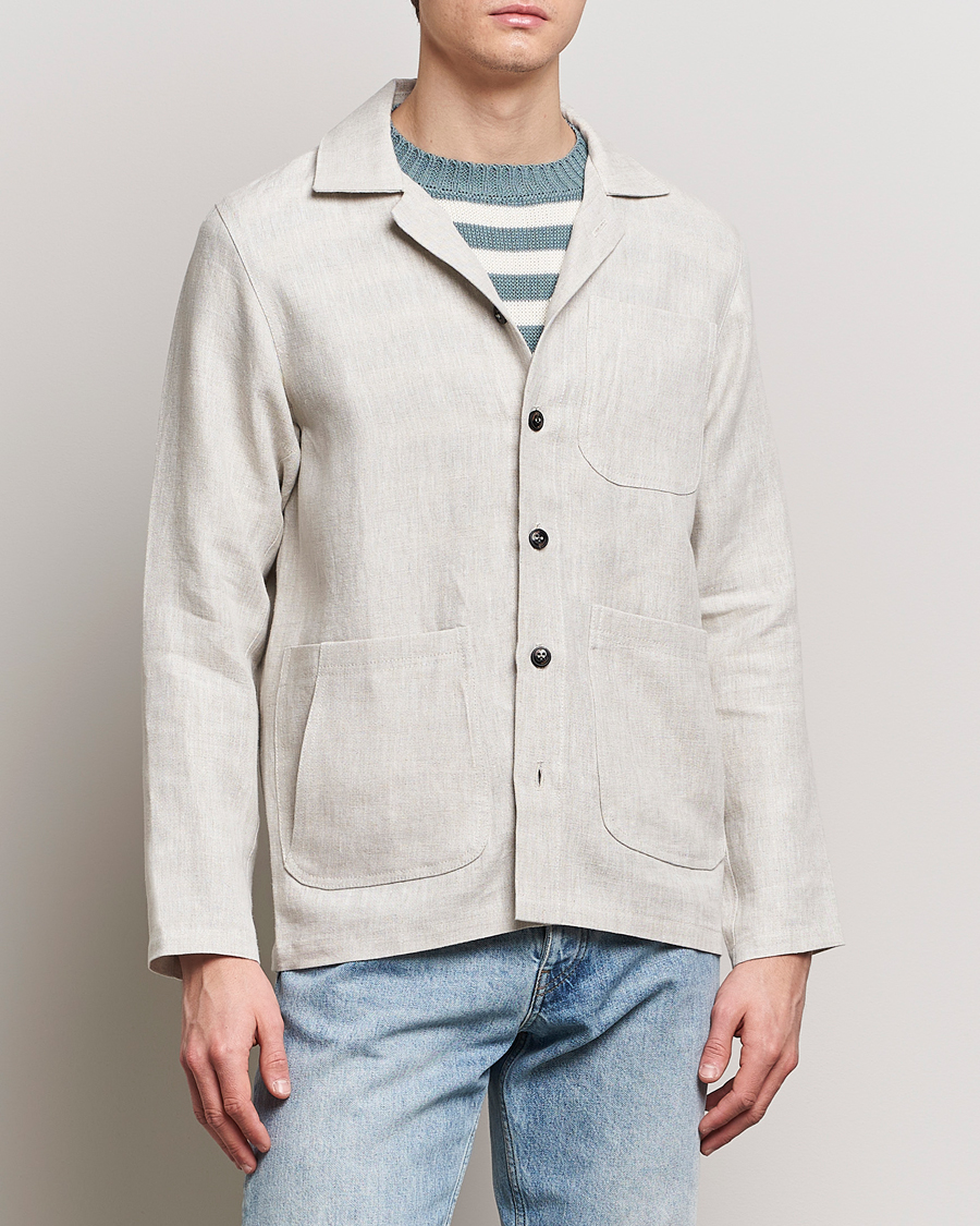 Herre | Casual | Peregrine | Grange Linen Shacket Natural