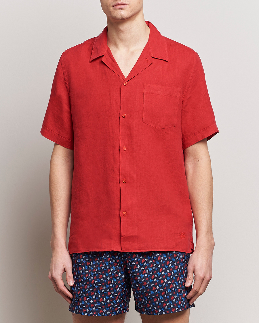 Herr | Kläder | Vilebrequin | Carhli Resort Short Sleeve Shirt Mouline Rouge