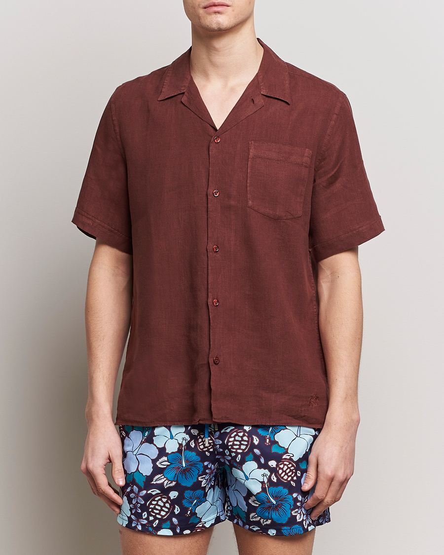 Herre | The linen lifestyle | Vilebrequin | Carhli Resort Short Sleeve Shirt Acajou