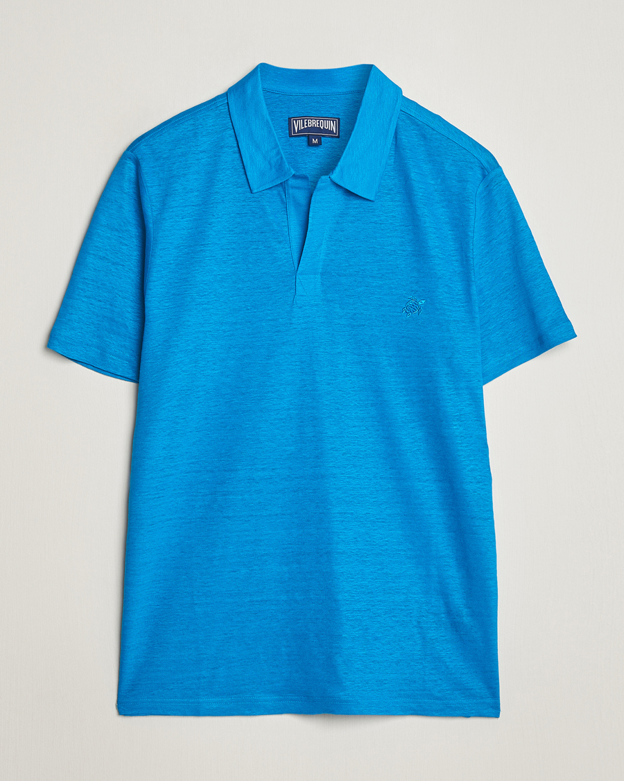 Herr |  | Vilebrequin | Pyramid Linen Jersey Polo Bleu Hawaii