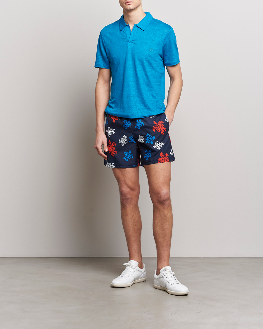 Herre | Polotrøjer | Vilebrequin | Pyramid Linen Jersey Polo Bleu Hawaii