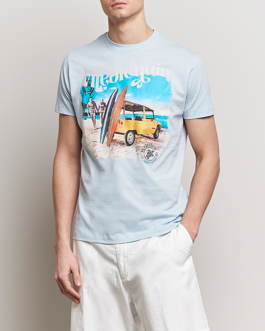 Herre | Kortærmede t-shirts | Vilebrequin | Portisol Printed Crew Neck T-Shirt Bleu Ciel