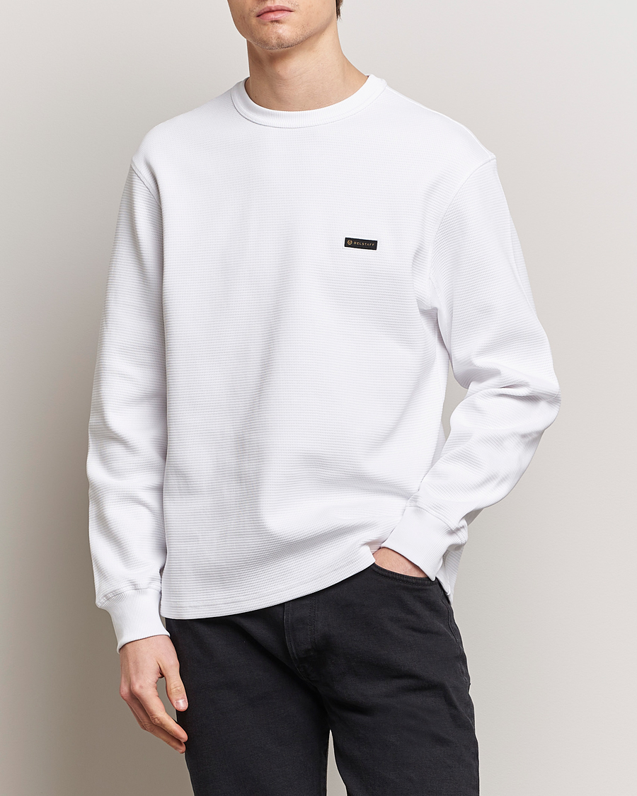 Herre | Tøj | Belstaff | Tarn Long Sleeve Waffle Sweatshirt White