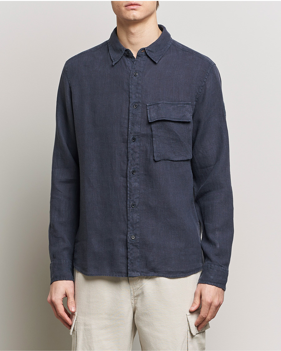 Herre | Afdelinger | Belstaff | Scale Linen Pocket Shirt Dark Ink