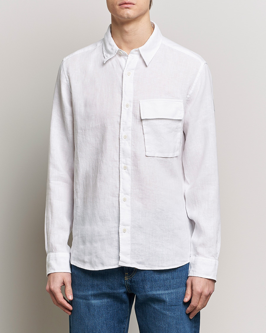 Herre | Hørskjorter | Belstaff | Scale Linen Pocket Shirt White