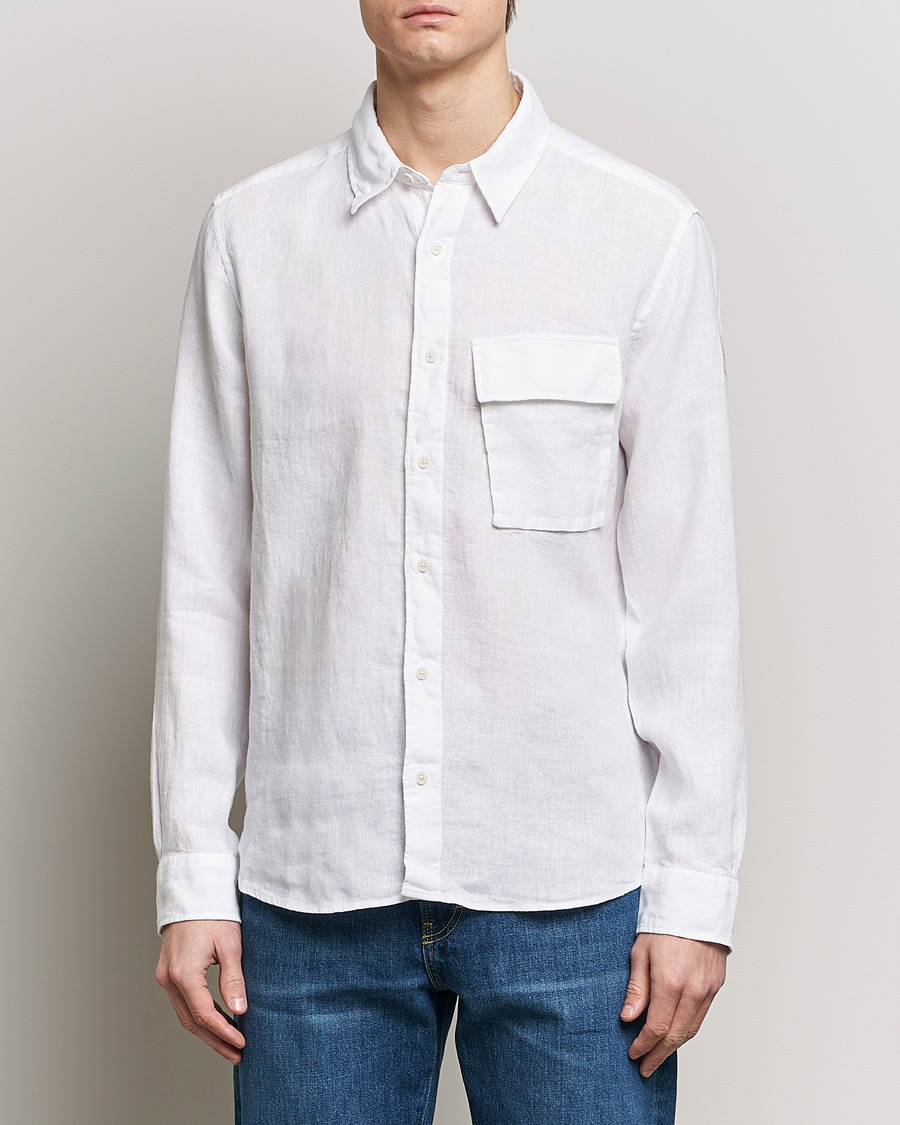 Herre | Best of British | Belstaff | Scale Linen Pocket Shirt White