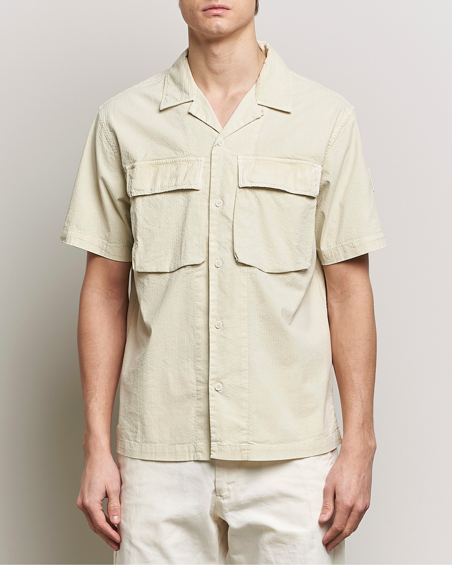 Herre | Tøj | Belstaff | Caster Short Sleeve Seersucker Shirt Beige