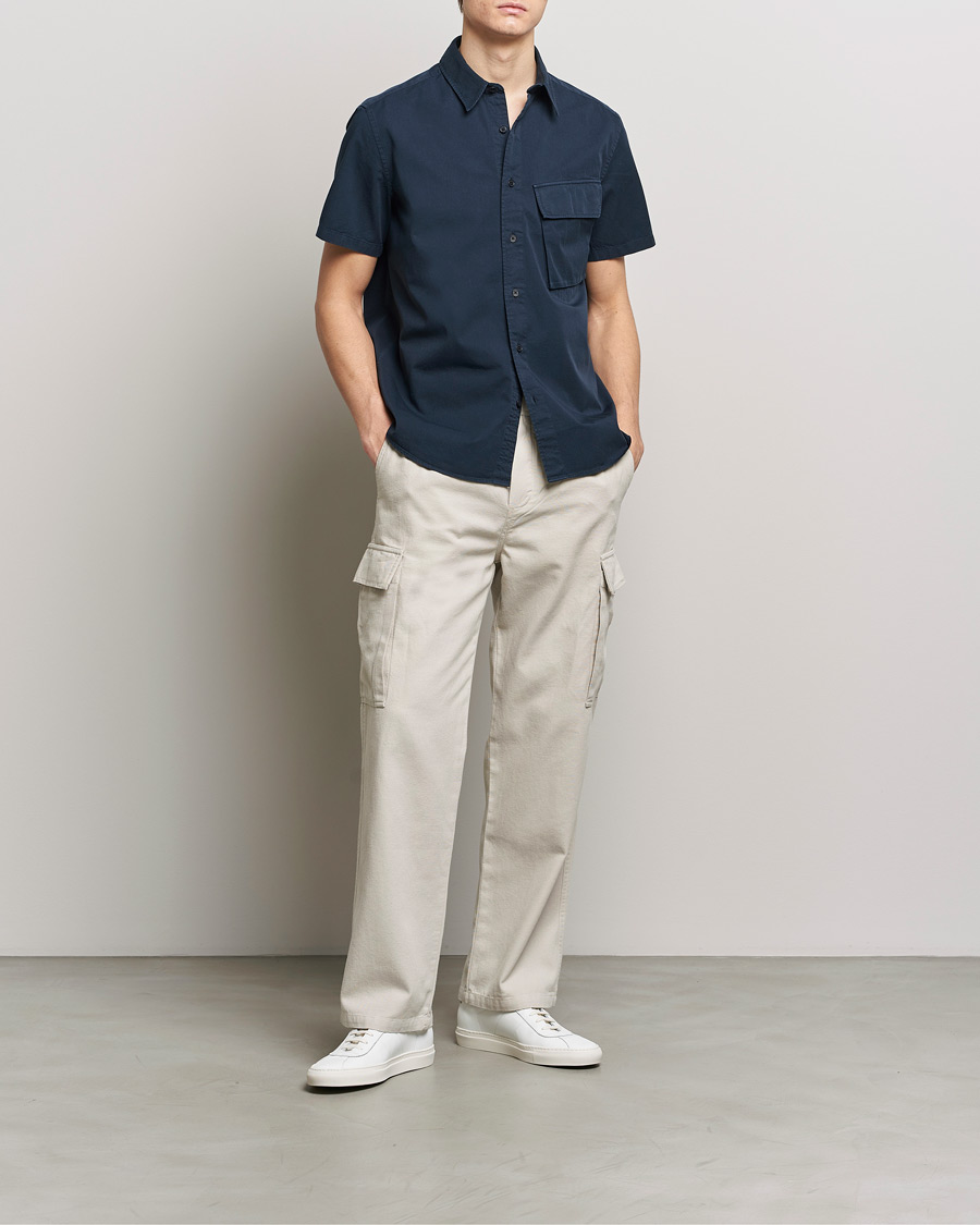 Herre | Skjorter | Belstaff | Scale Short Sleeve Cotton Shirt Dark Ink