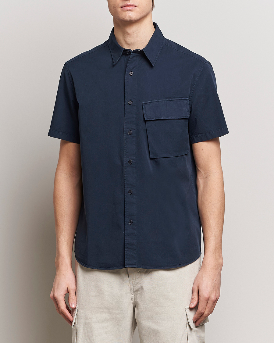 Herre | Casual | Belstaff | Scale Short Sleeve Cotton Shirt Dark Ink