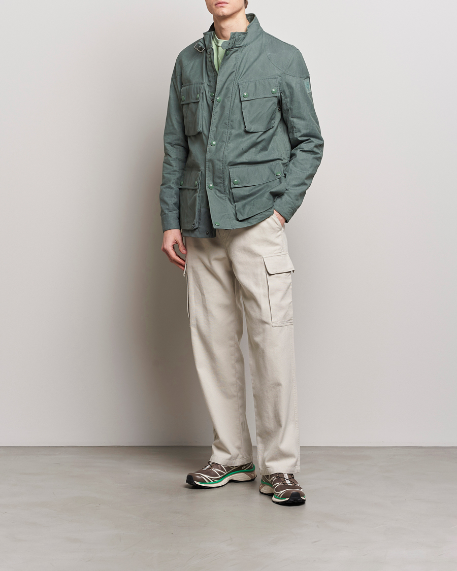 Herre | Jakker | Belstaff | Landsport Dry Wax Fieldmaster Mineral Green