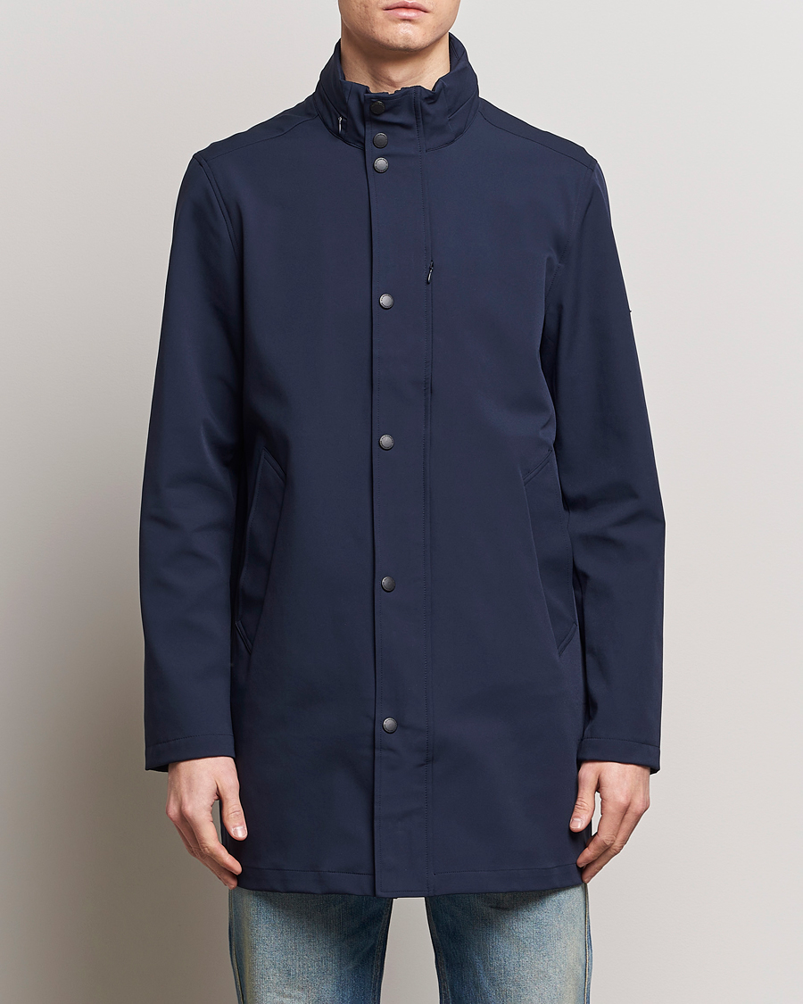 Herre | Jakker | J.Lindeberg | Tepley Midlength Water Resistant Stretch Coat Navy