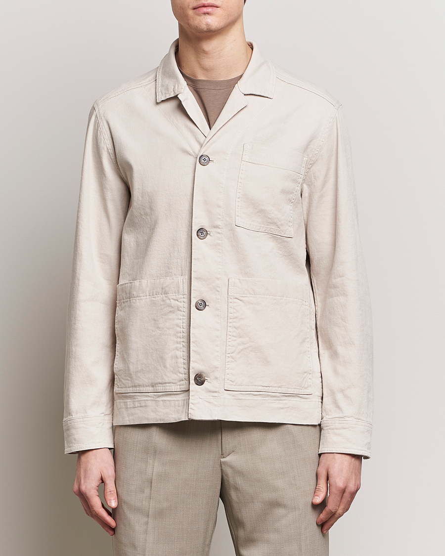 Herre | Afdelinger | J.Lindeberg | Errol Linen/Cotton Workwear Overshirt Moonbeam