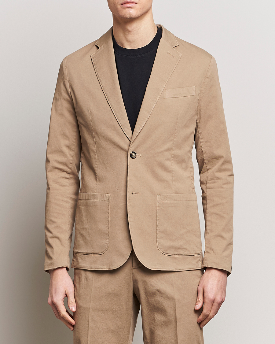 Herre | Bomuldsblazer | J.Lindeberg | Elton Garment Dyed Cotton Blazer Batique Khaki