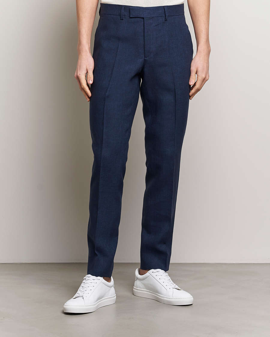 Herre | Habitbukser | J.Lindeberg | Grant Super Linen Trousers Navy