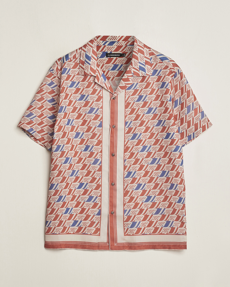 Herre | Skjorter | J.Lindeberg | Elio Tencel Moto Print Short Sleeve Shirt Multi