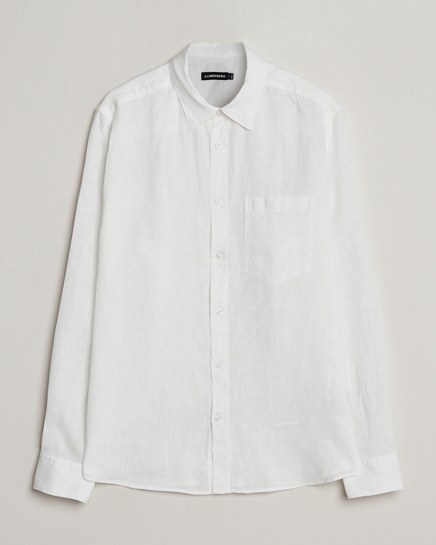 Herre | Skjorter | J.Lindeberg | Regular Fit Clean Linen Shirt White