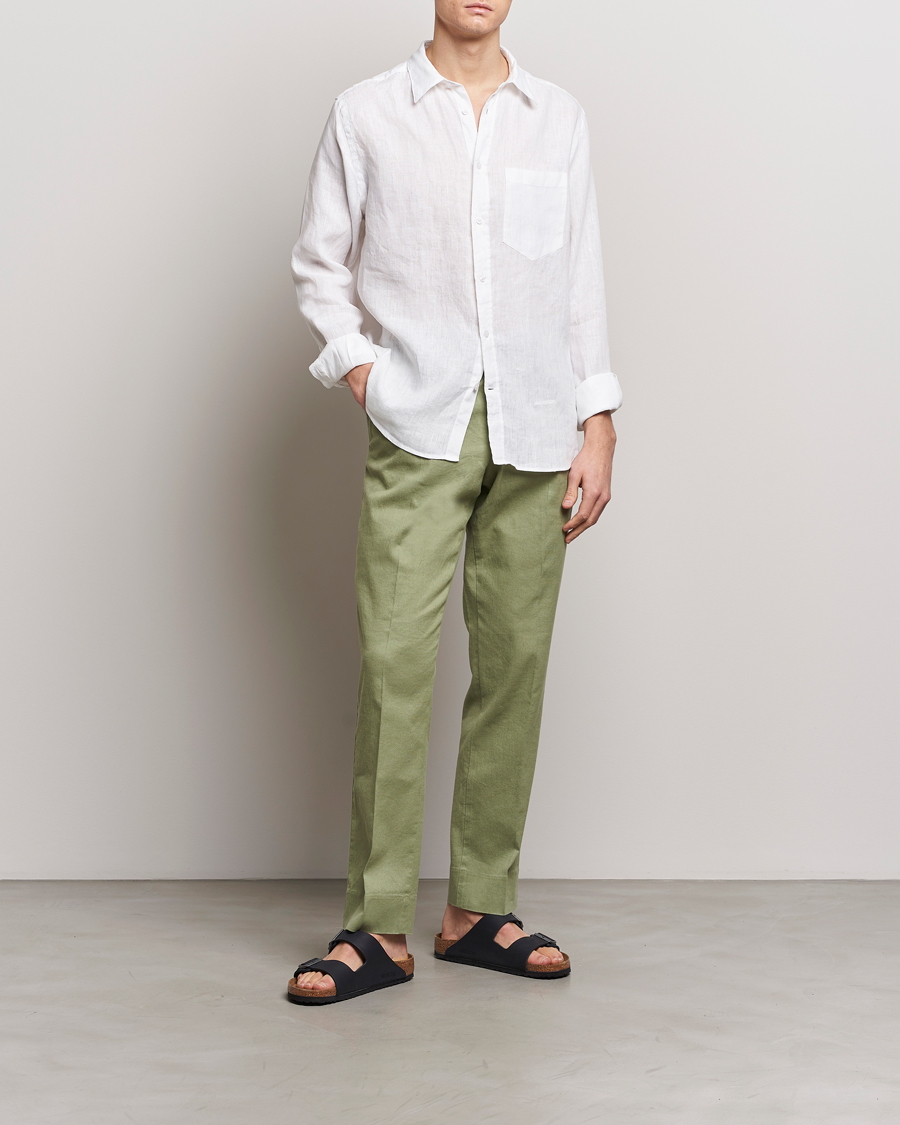 Herre | Skjorter | J.Lindeberg | Regular Fit Clean Linen Shirt White