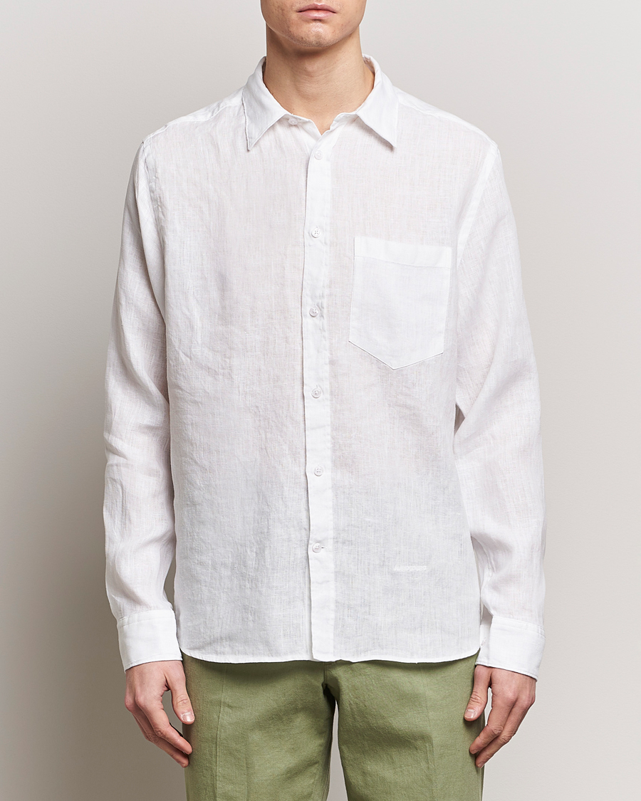 Herre | Hørskjorter | J.Lindeberg | Regular Fit Clean Linen Shirt White