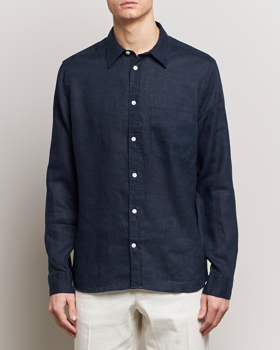Herre | Hørskjorter | J.Lindeberg | Regular Fit Clean Linen Shirt Navy