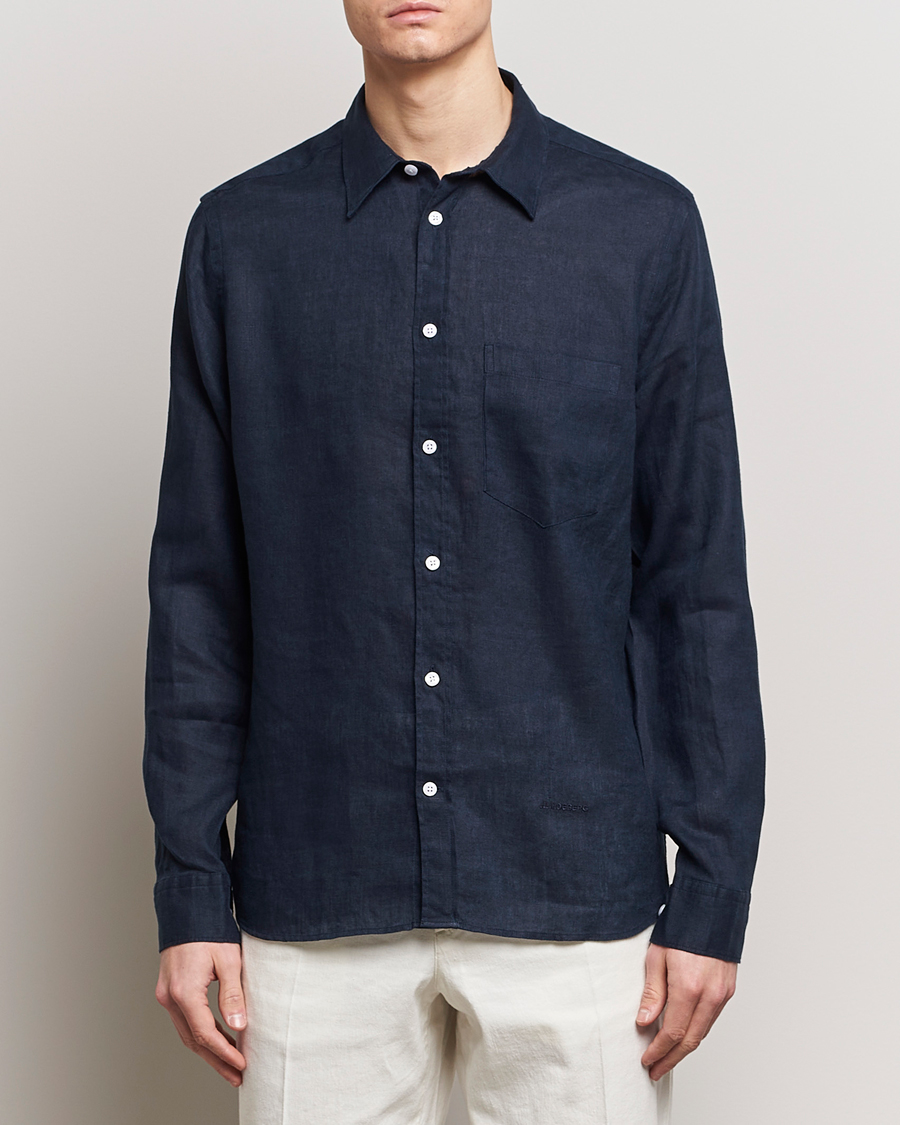 Herre | Loyalitetstilbud | J.Lindeberg | Regular Fit Clean Linen Shirt Navy